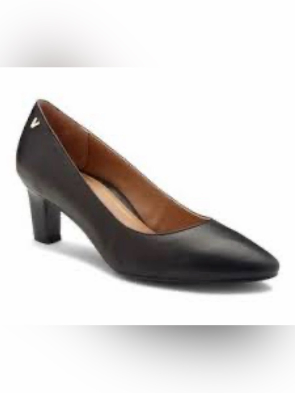 Vionic Black Pointed-Toe Mid Heel Pump